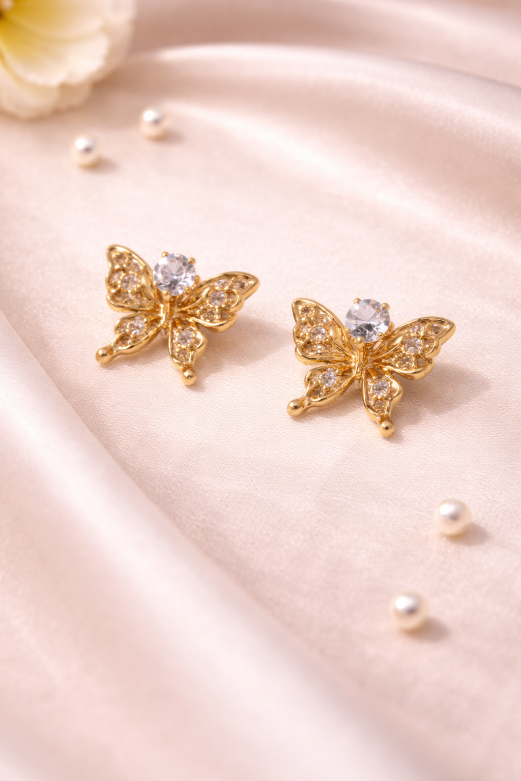 Golden Glow Butterfly Earrings