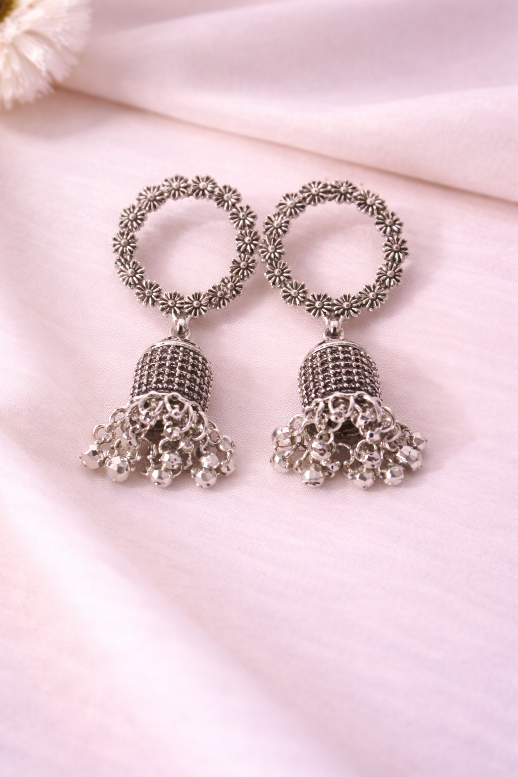 Vintage Silver Pearl Jhumkas