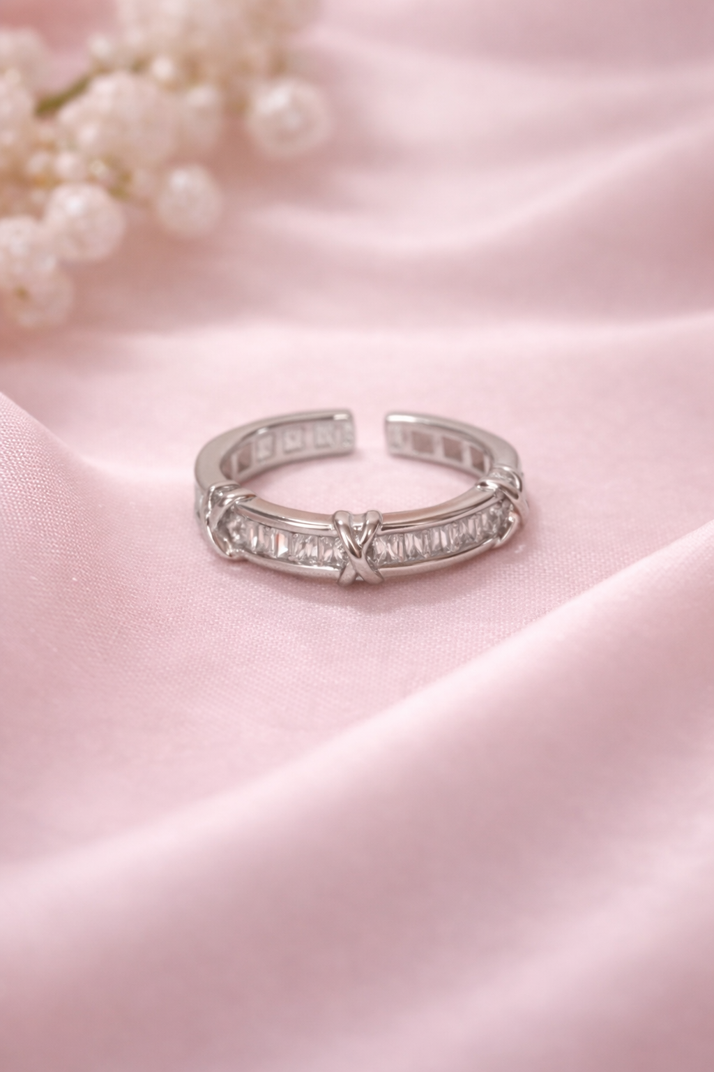 Silver Whisper Crystal Ring