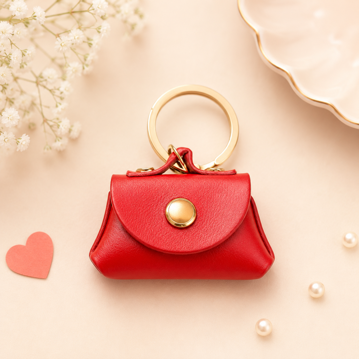 Cherry Red Mini Purse Keychain