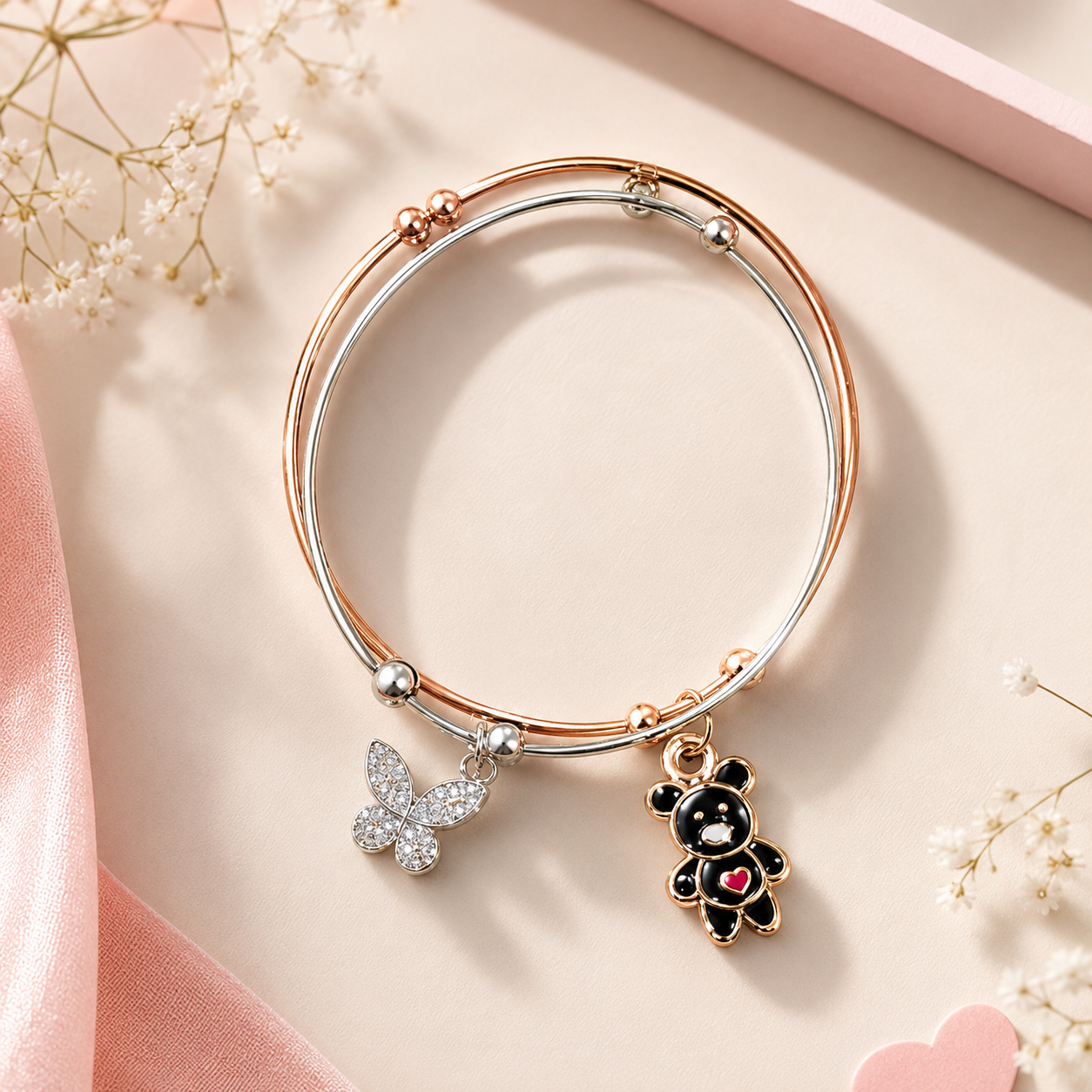 Butterbear Dual Charm Bracelet