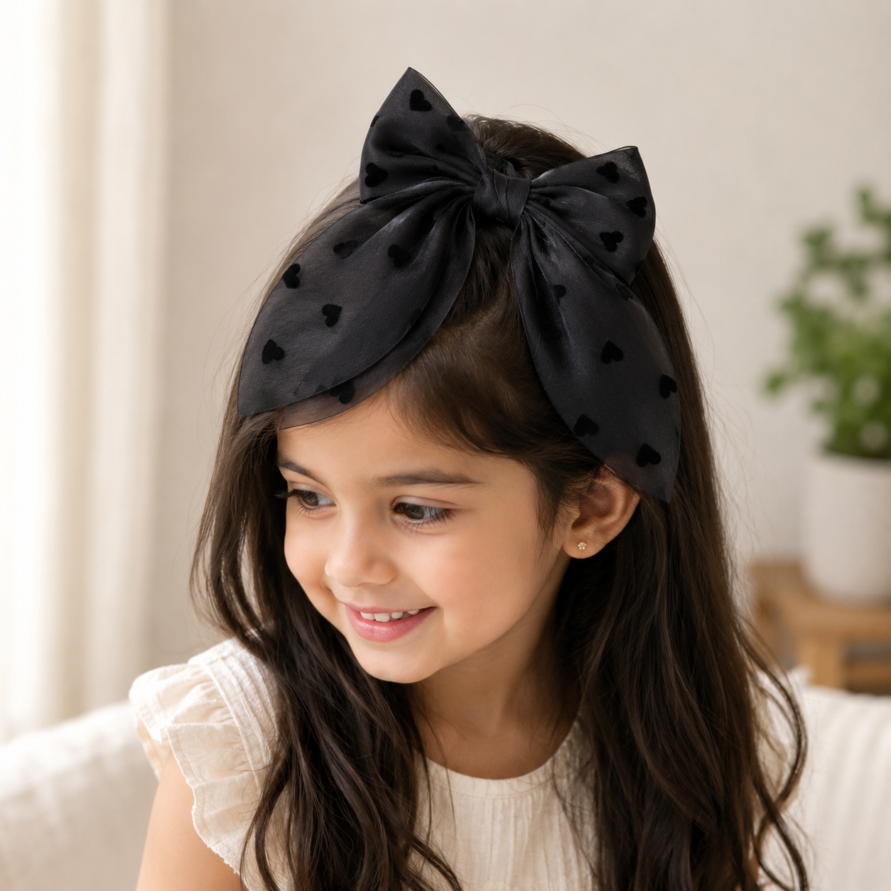 Midnight Heart Hair Bow