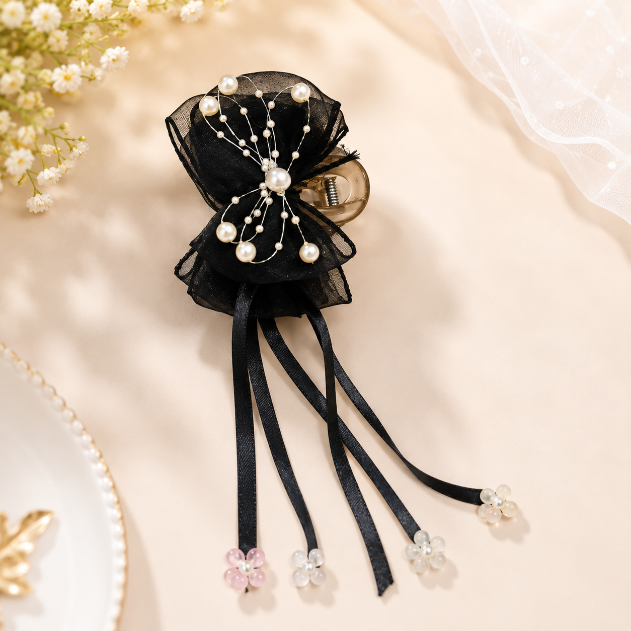Noir Blossom Hair Clip