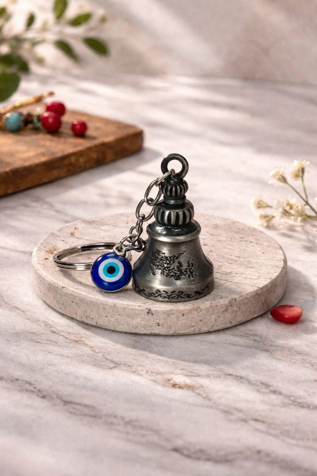 Evil Eye Guardian Bell Keychain