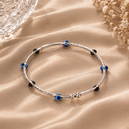 Evil Eye Silver Charm Bracelet