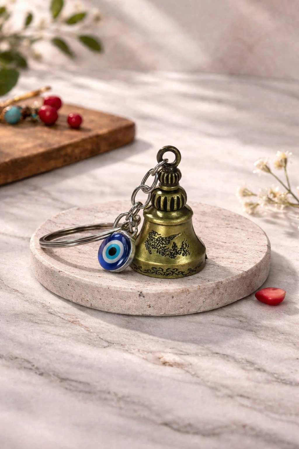 Evil Eye Guardian Bell Keychain