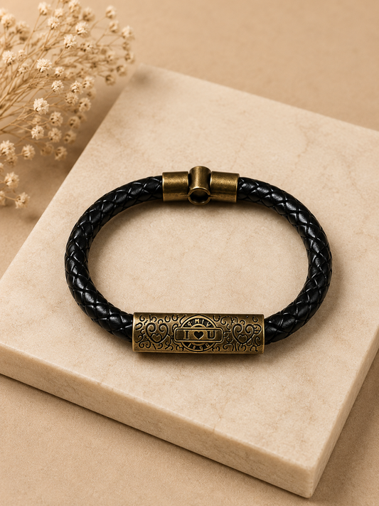 I Love You Braided Leather Bracelet