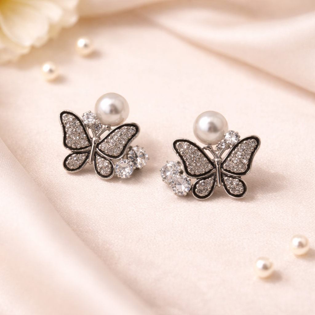 Elegant Butterfly Pearl Earrings