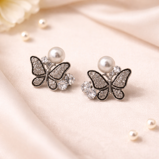Elegant Butterfly Pearl Earrings