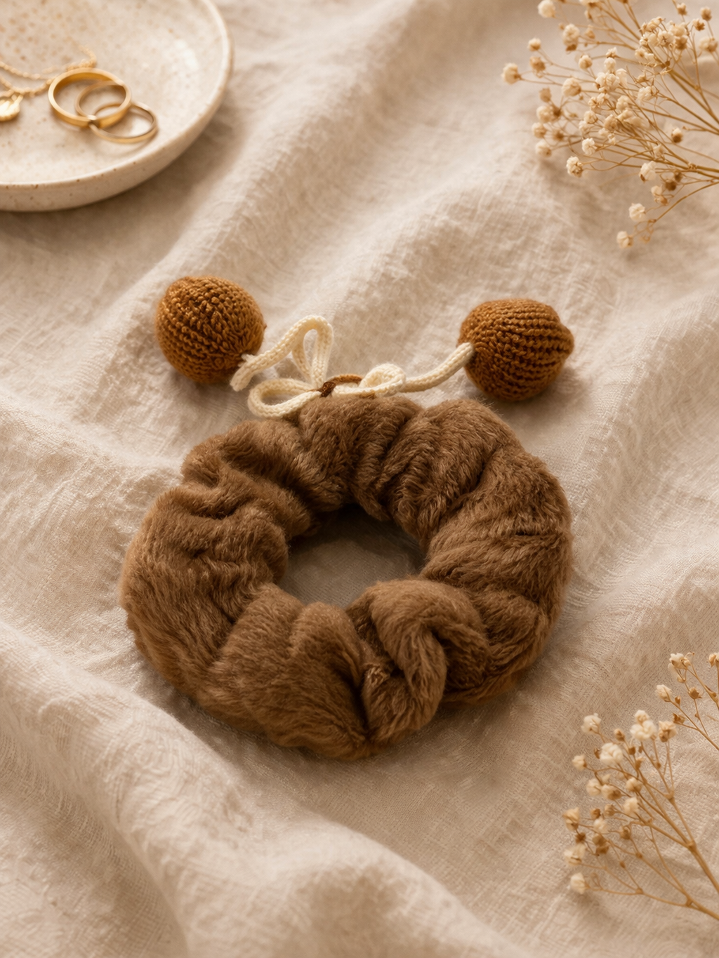 Cocoa Cherry Plush Scrunchie