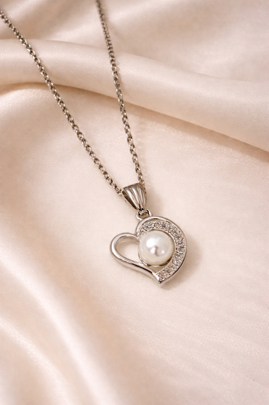 Infinity Pearl Heart Pendant