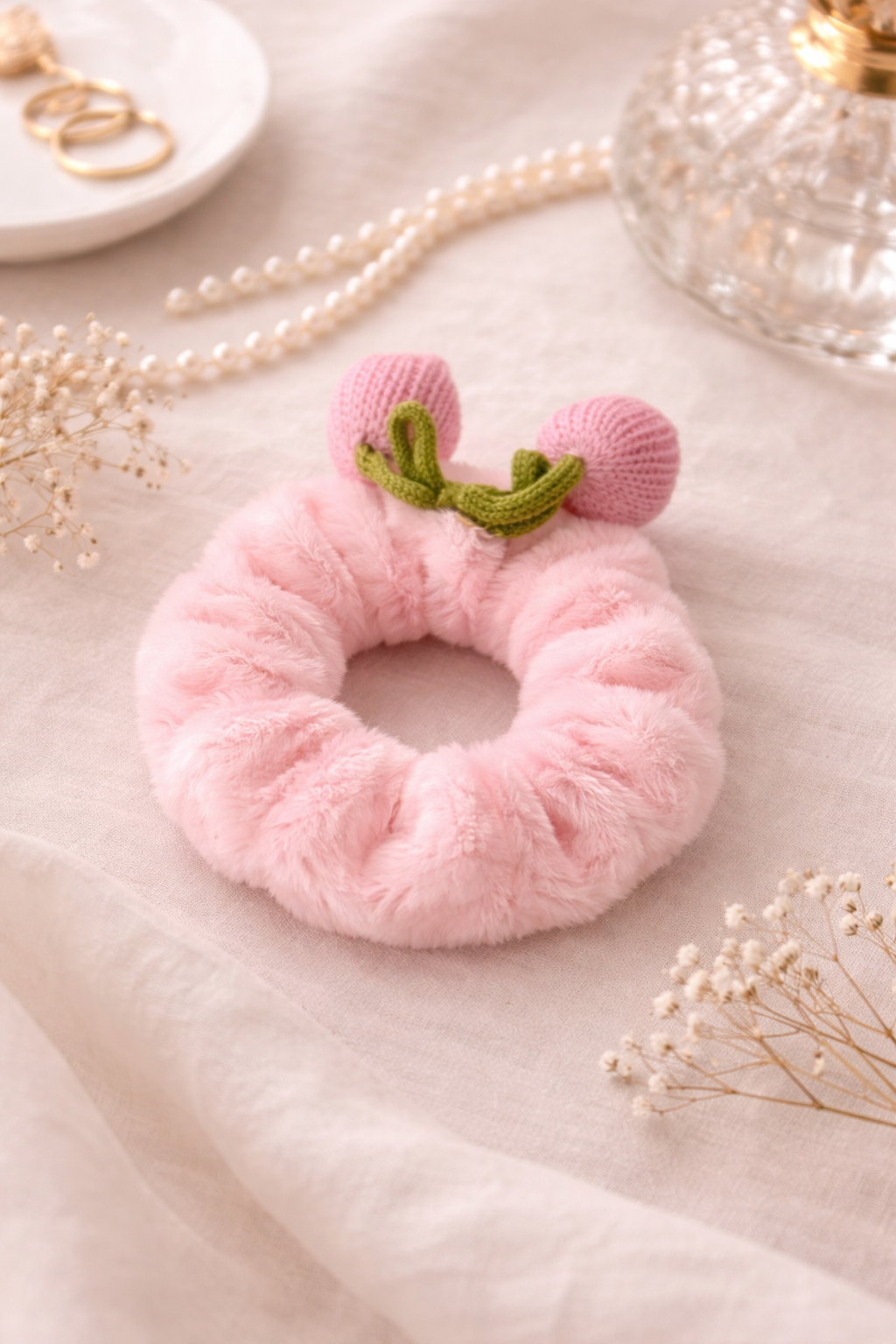 Blush Cherry Plush Scrunchie