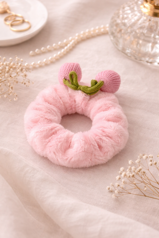 Blush Cherry Plush Scrunchie