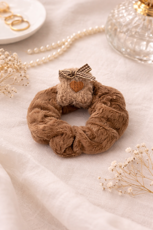 Cozy Teddy Bow Scrunchie