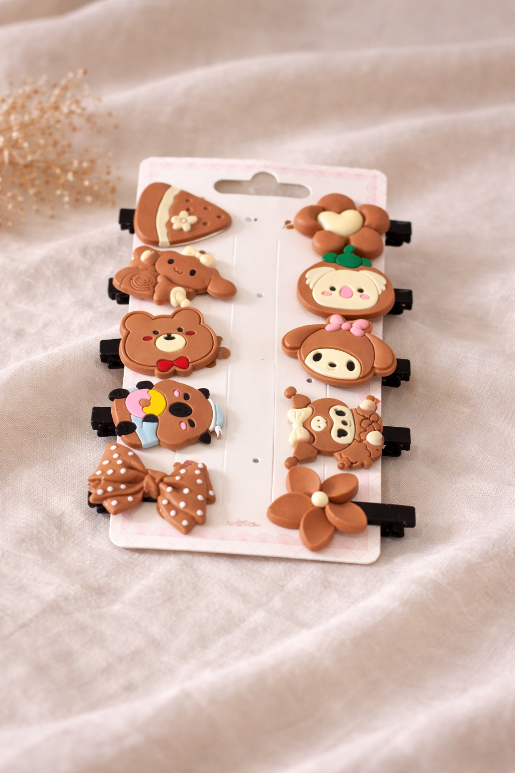 Brown Cutie Hair Clips Set