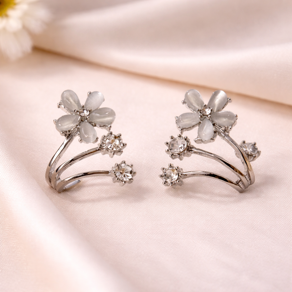 Floral Crystal Wrap Stud Earrings