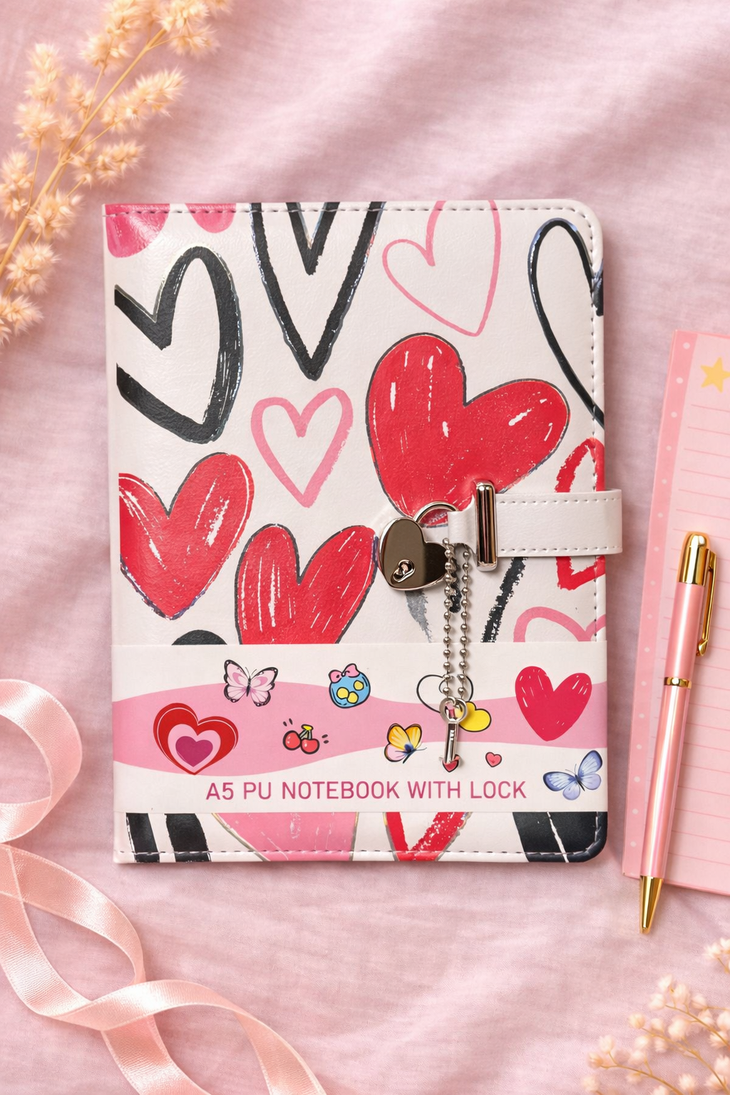 Heart Design Lock Diary