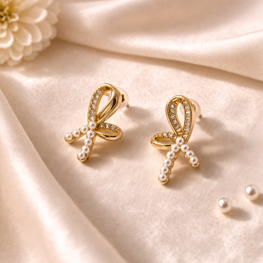 Pearl Bow Earrings