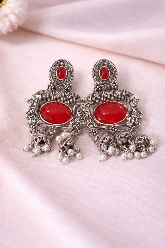 Vintage Ruby Dome Jhumkas