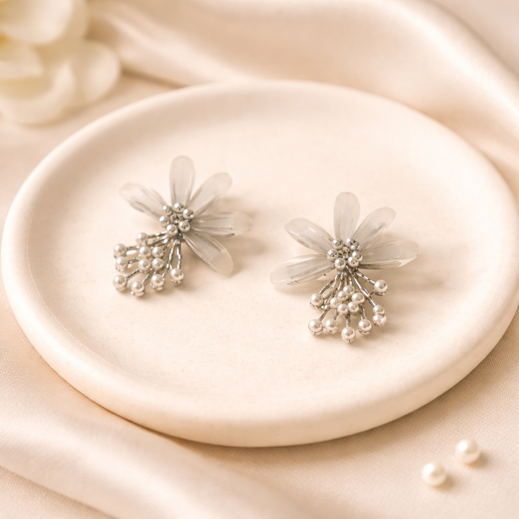 Ethereal Flower Pearl Earrings