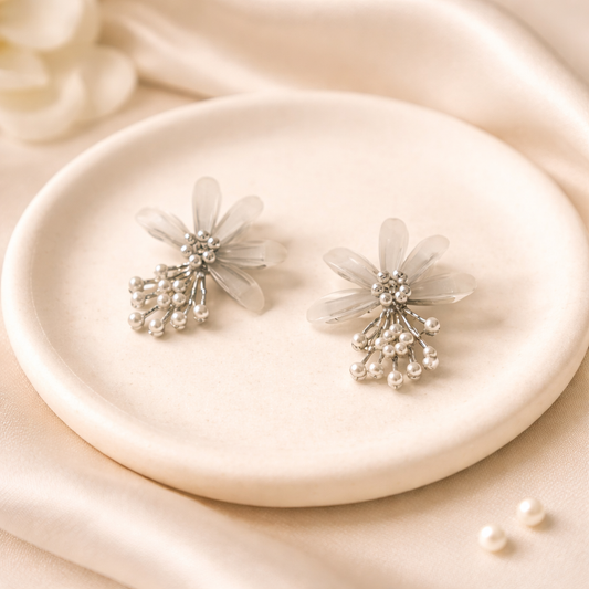 Ethereal Flower Pearl Earrings