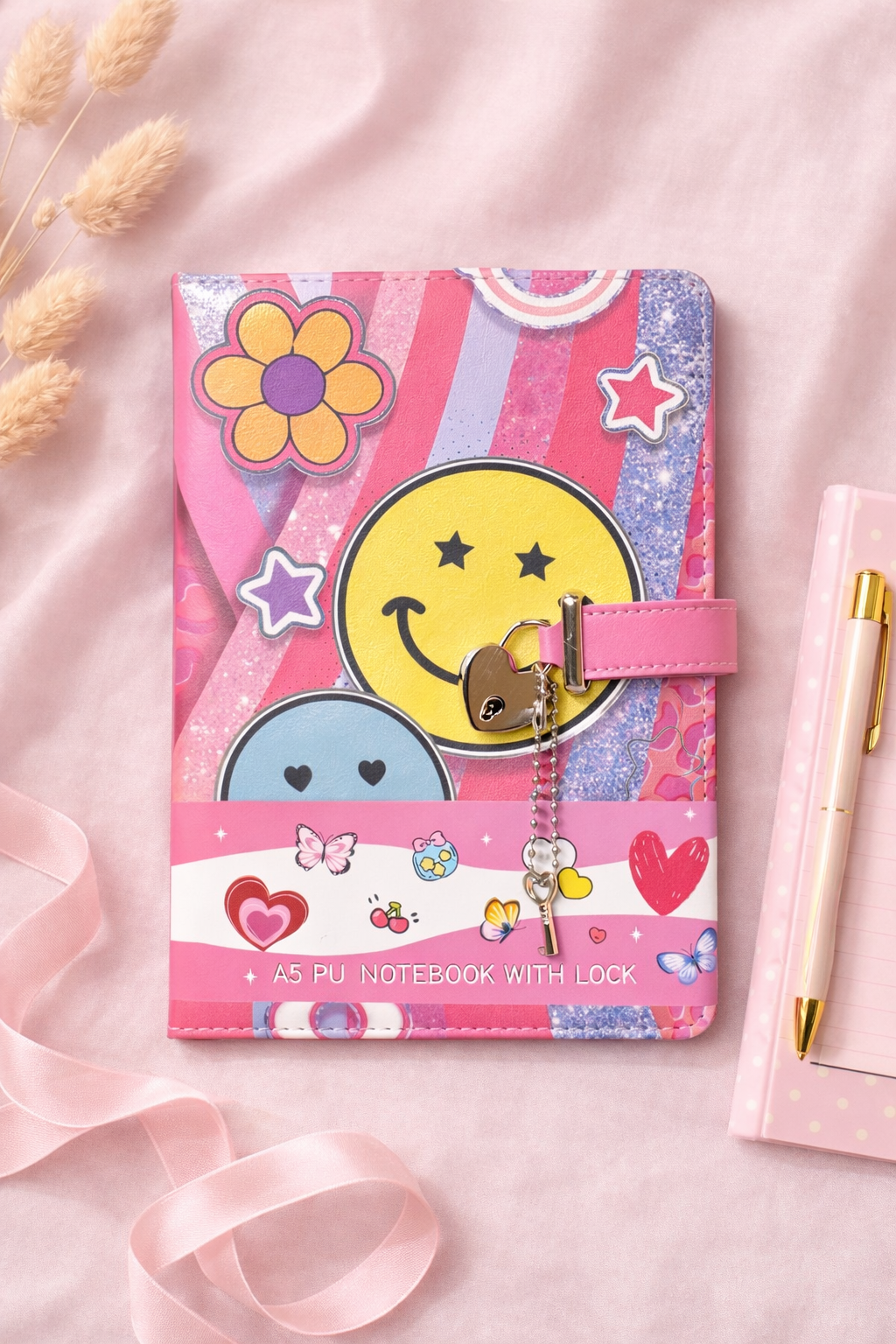 Smiley Charm Lock Diary