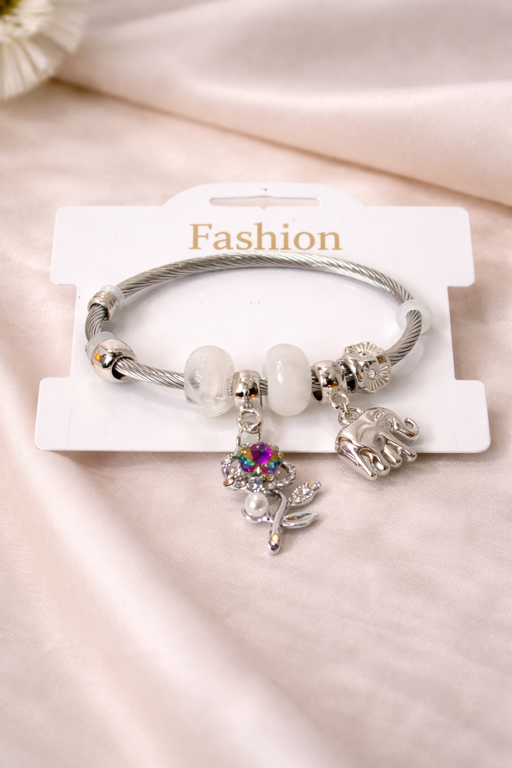 Floral Crystal Charm Bracelet