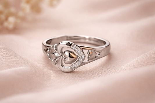 Twin Heart Crystal Ring