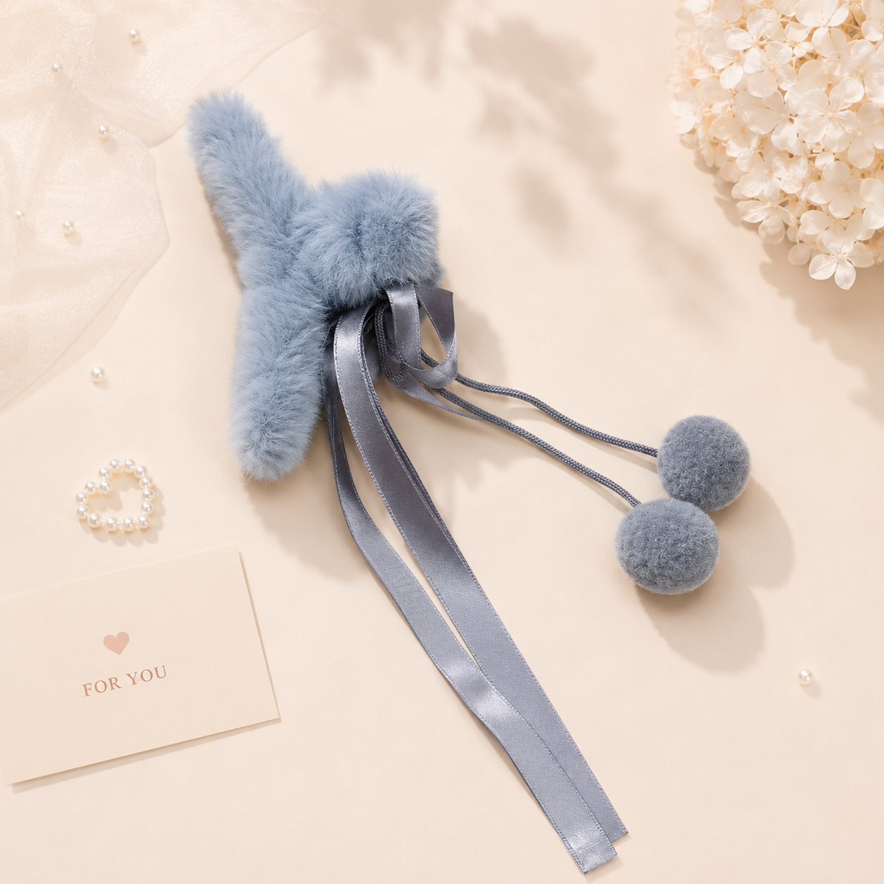 Frost Blue Bunny Hair Bow