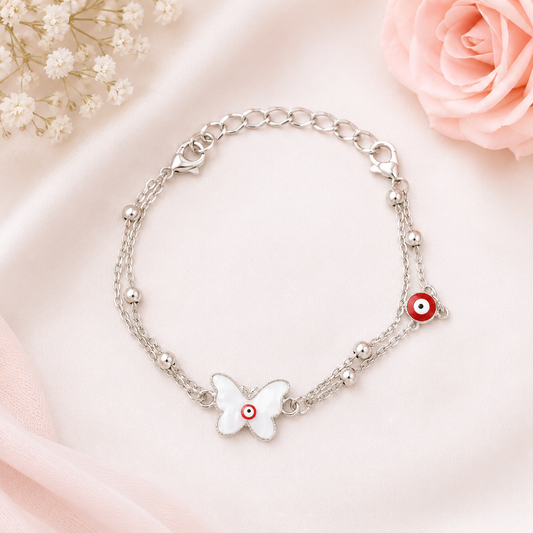 Ruby Nazar Butterfly Bracelet