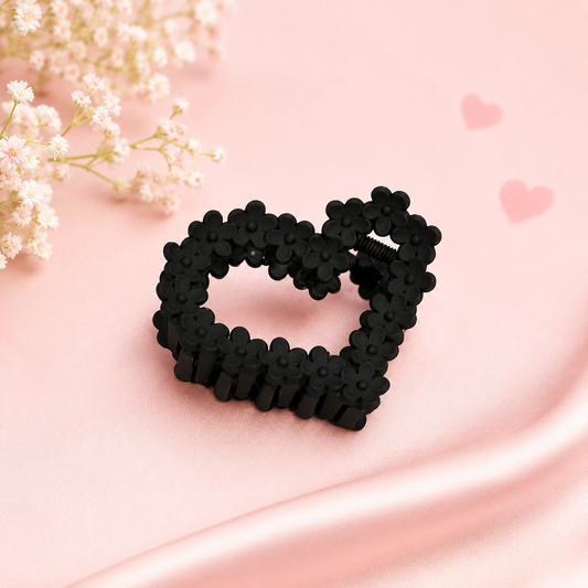 Midnight Bloom Heart Claw Clip