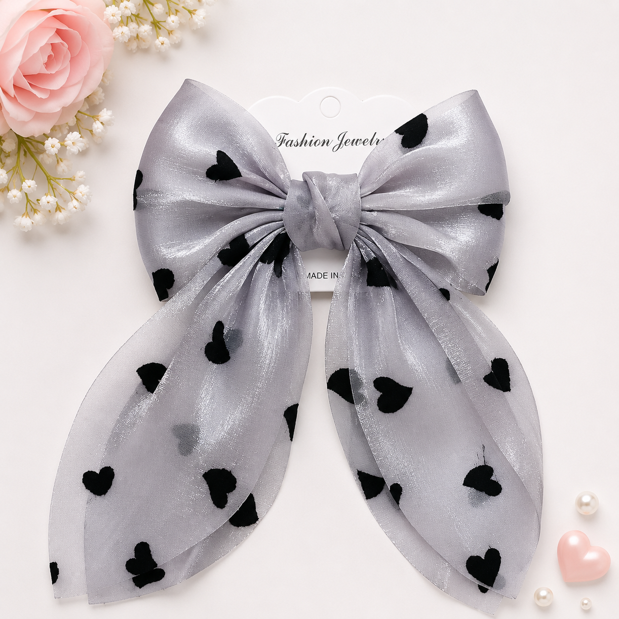Silver Spark Hair Bow