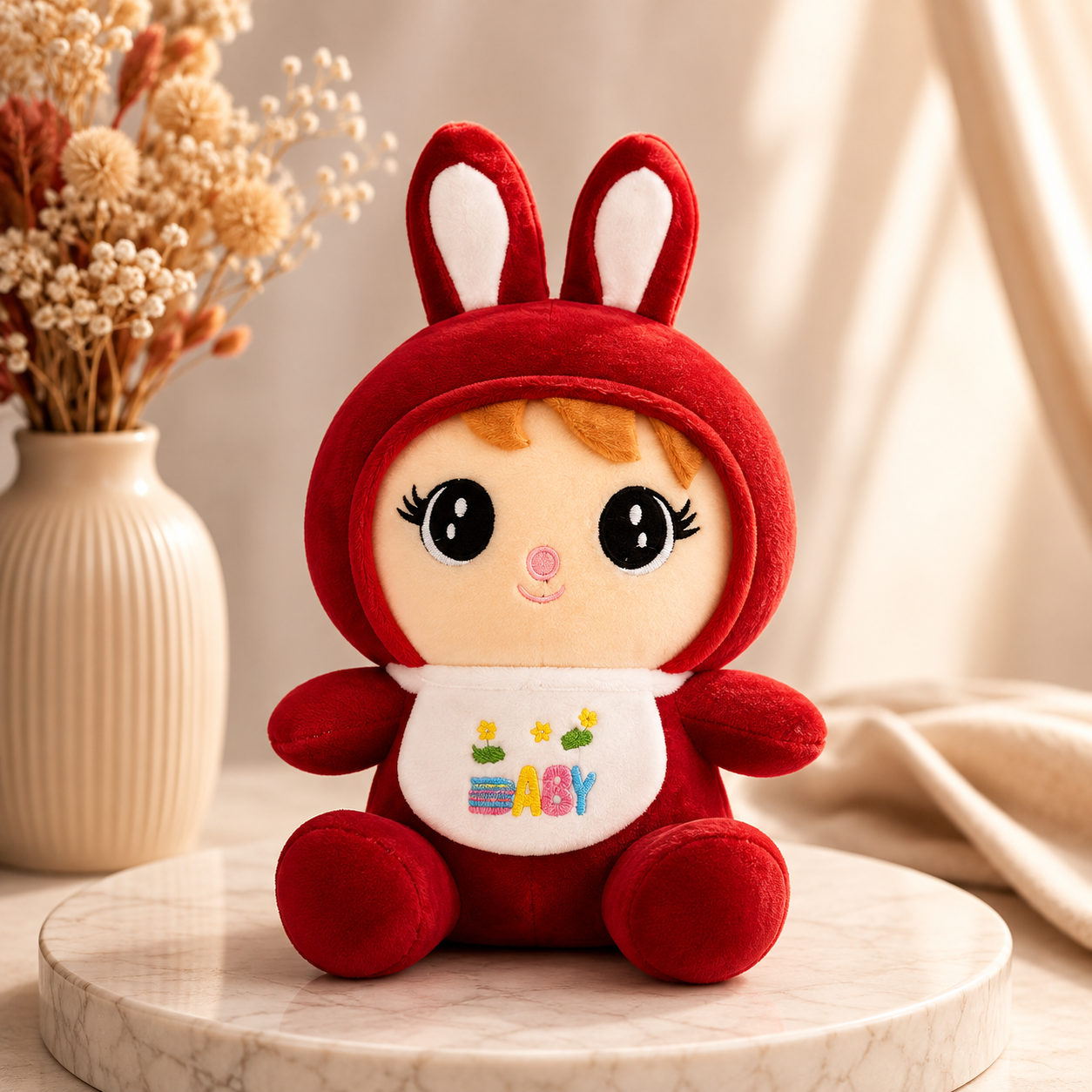 Red Bunny Baby Plush